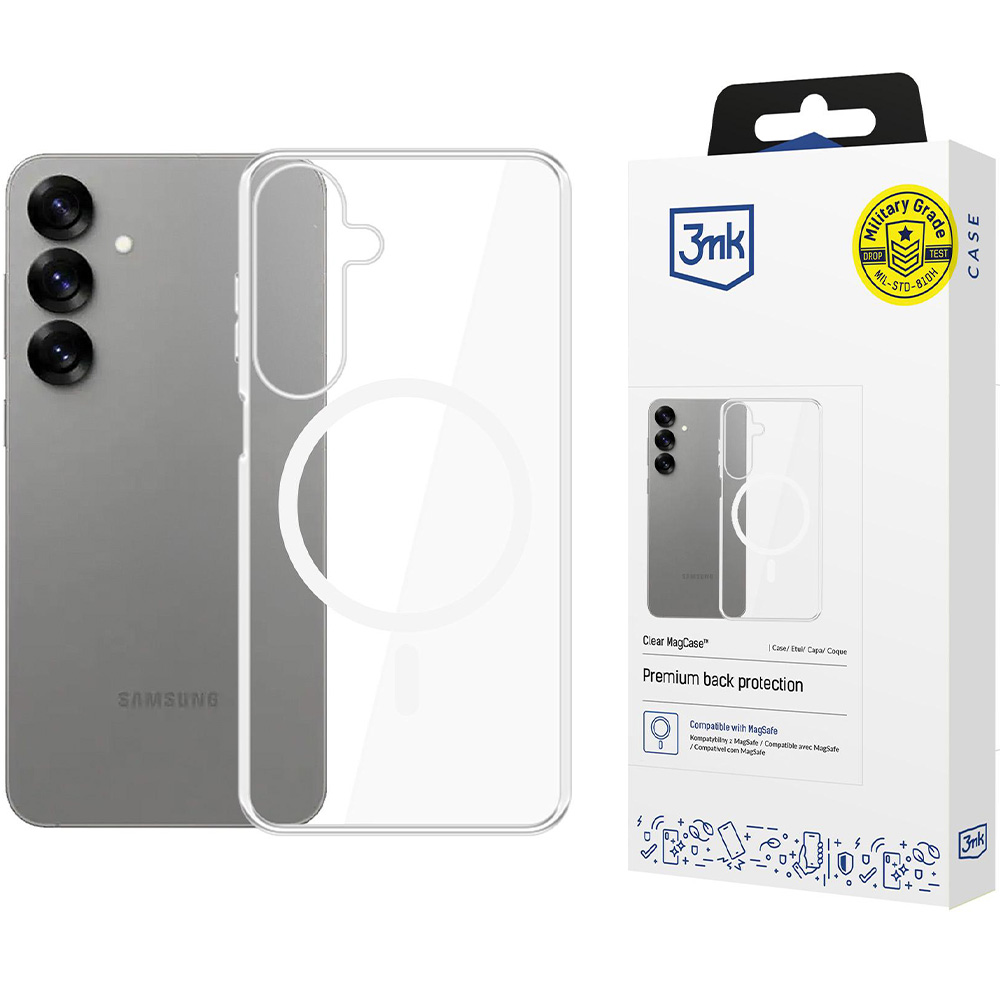 Etui 3mk Clear MagCase do MagSafe, do Galaxy S25 Plus, przezroczysto-białe
